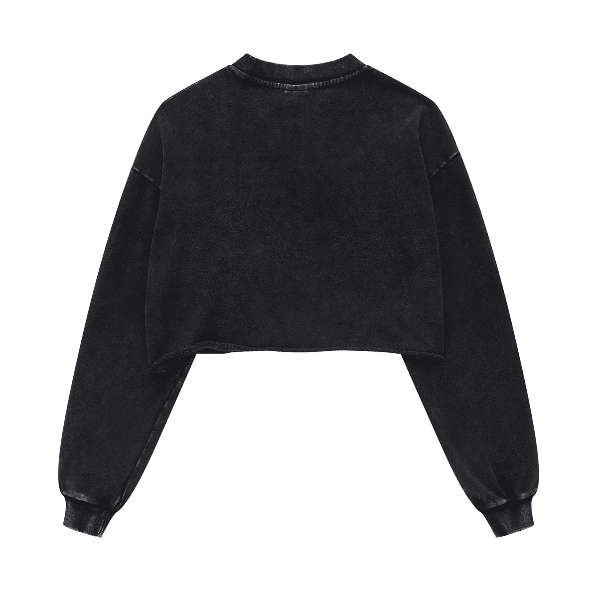 Washed Raw-Edge Cropped Crew Neck Sweatshirt