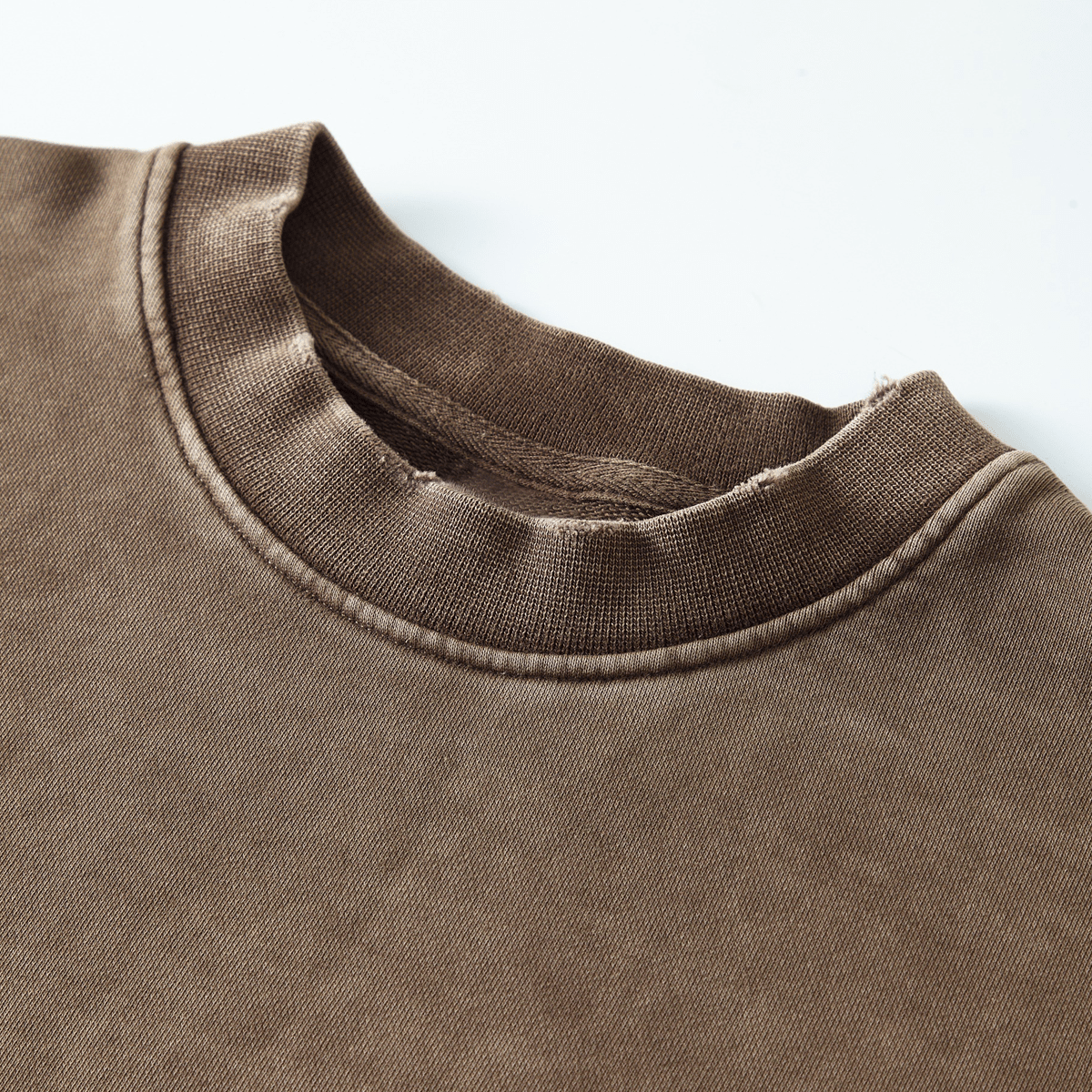 Washed Raw-Edge Cropped Crew Neck Sweatshirt