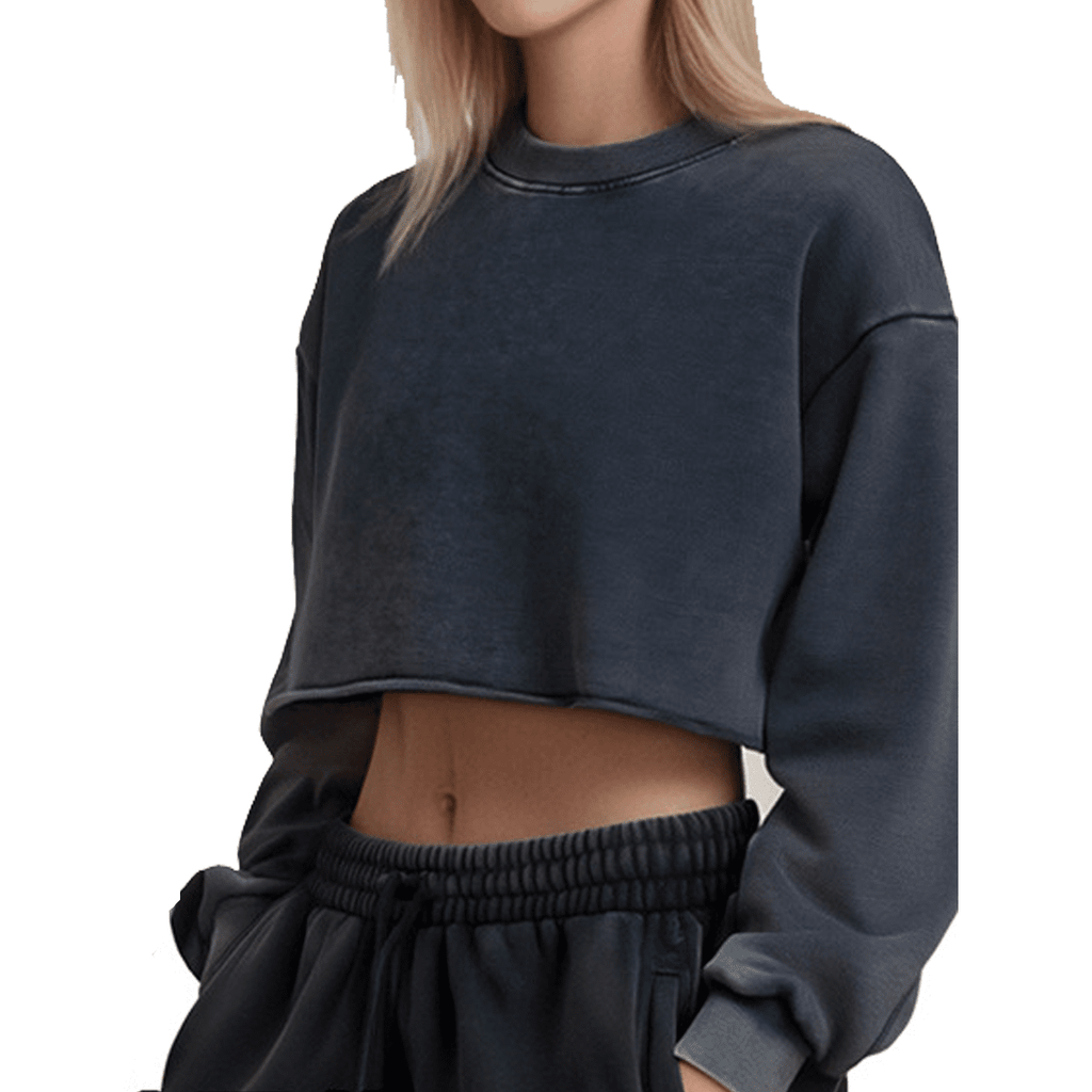 Washed Distressed Cropped Oversized Sweatshirt（380GSM）