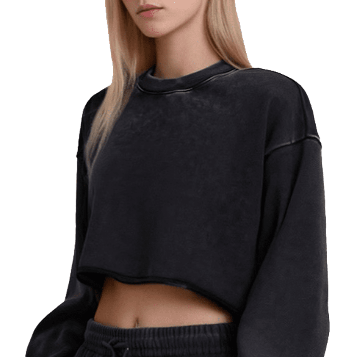 Washed Distressed Cropped Oversized Sweatshirt（380GSM）