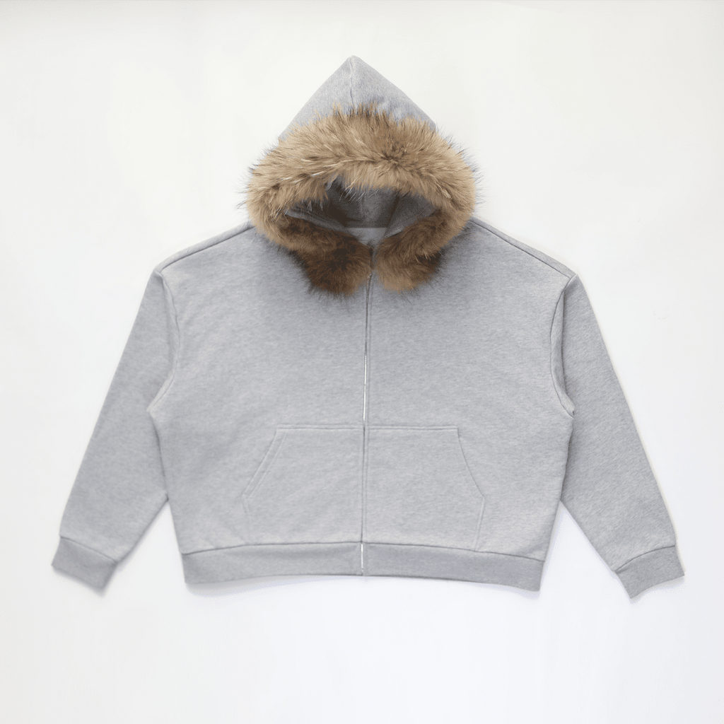 Unisex Fur-Trim Zip-Up Hoodie（400GSM）