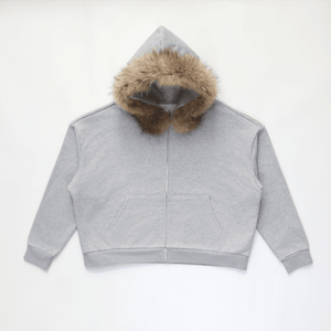 Unisex Fur-Trim Zip-Up Hoodie（400GSM）