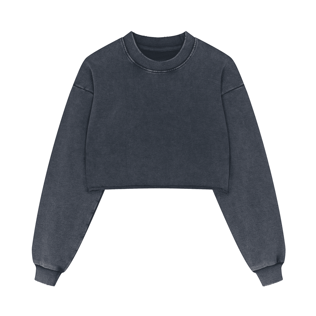 Washed Distressed Cropped Oversized Sweatshirt（380GSM）