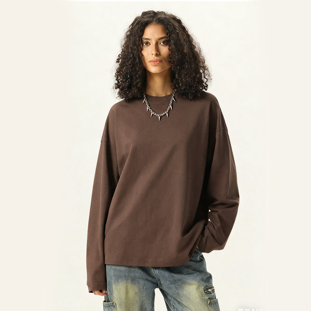 Unisex 100% Cotton Solid Color Long Sleeve T-shirt（280GSM）