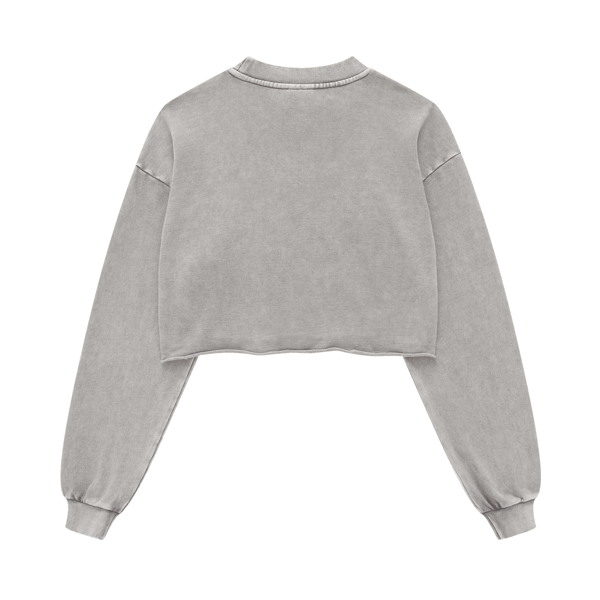 Washed Raw-Edge Cropped Crew Neck Sweatshirt