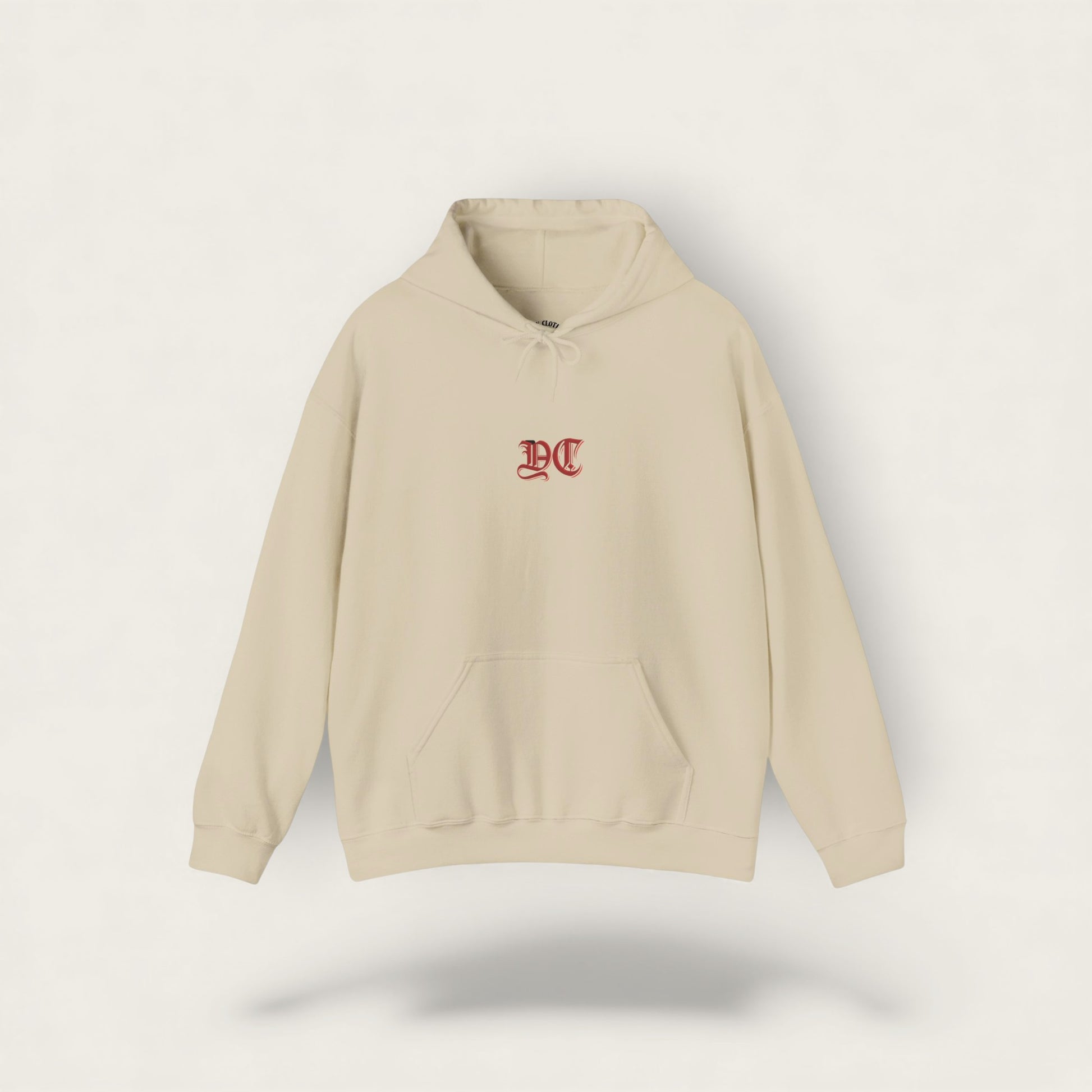 DC Gothic Logo Hoodie — Minimal White Chest Emblem Sweatshirt