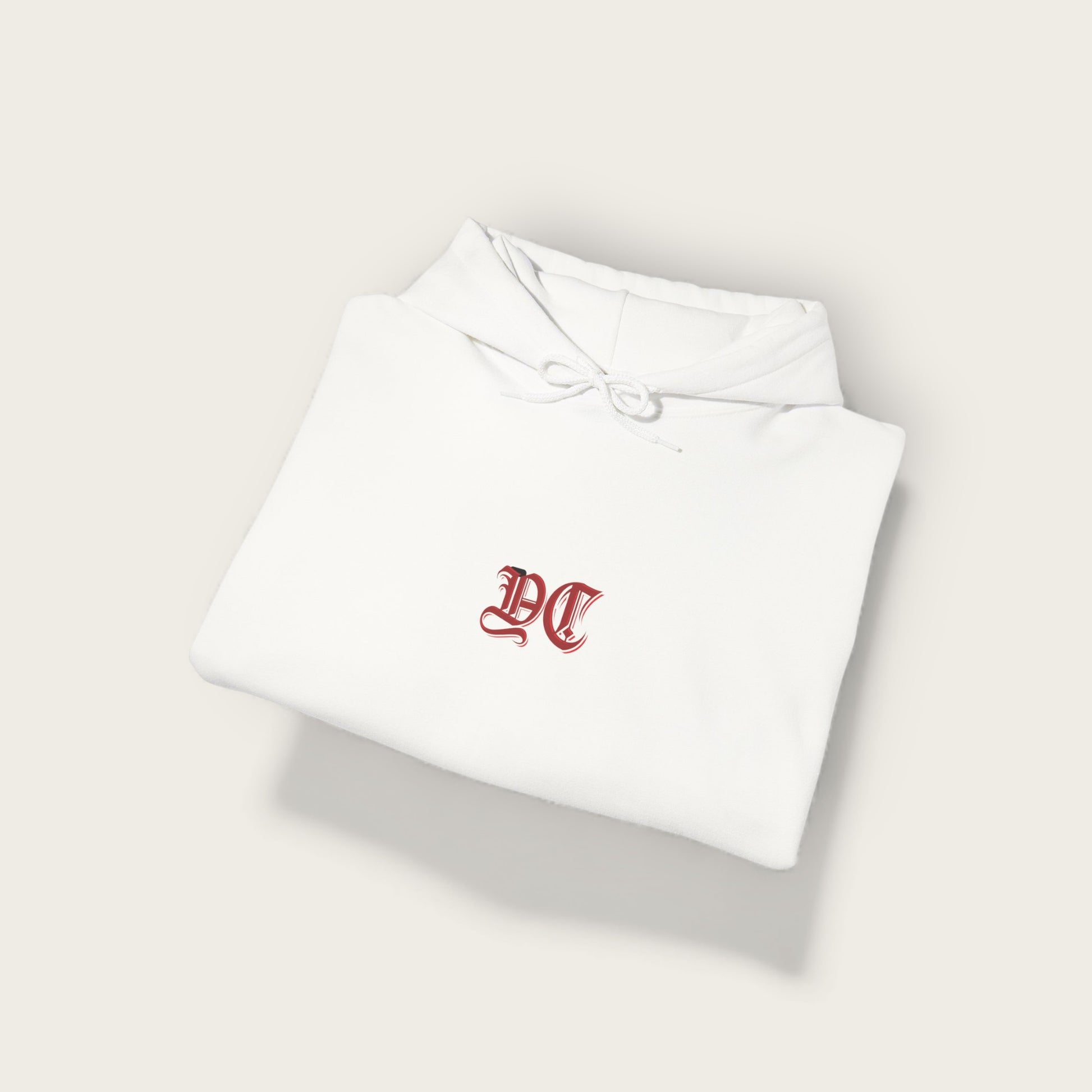 DC Gothic Logo Hoodie — Minimal White Chest Emblem Sweatshirt