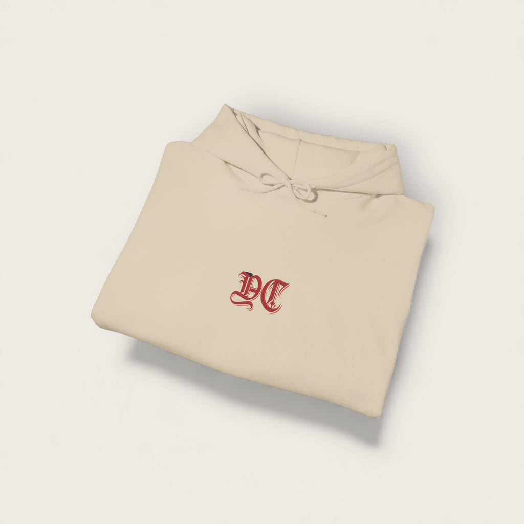 DC Gothic Logo Hoodie — Minimal White Chest Emblem Sweatshirt