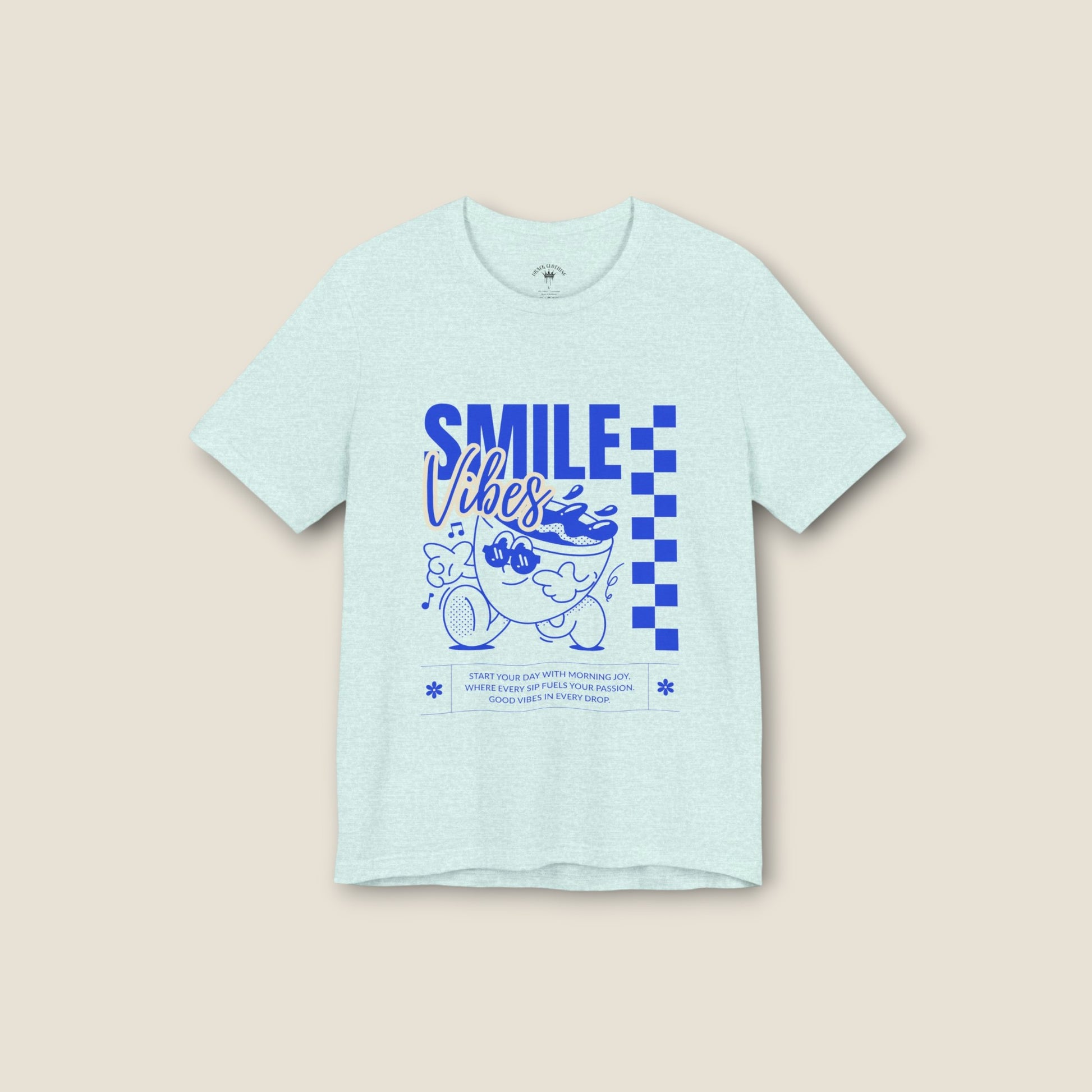 Smile Vibes Tee — Retro Checkerboard Cat Graphic T-Shirt