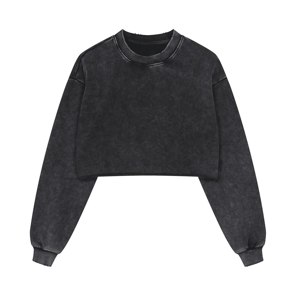 Washed Distressed Cropped Oversized Sweatshirt（380GSM）
