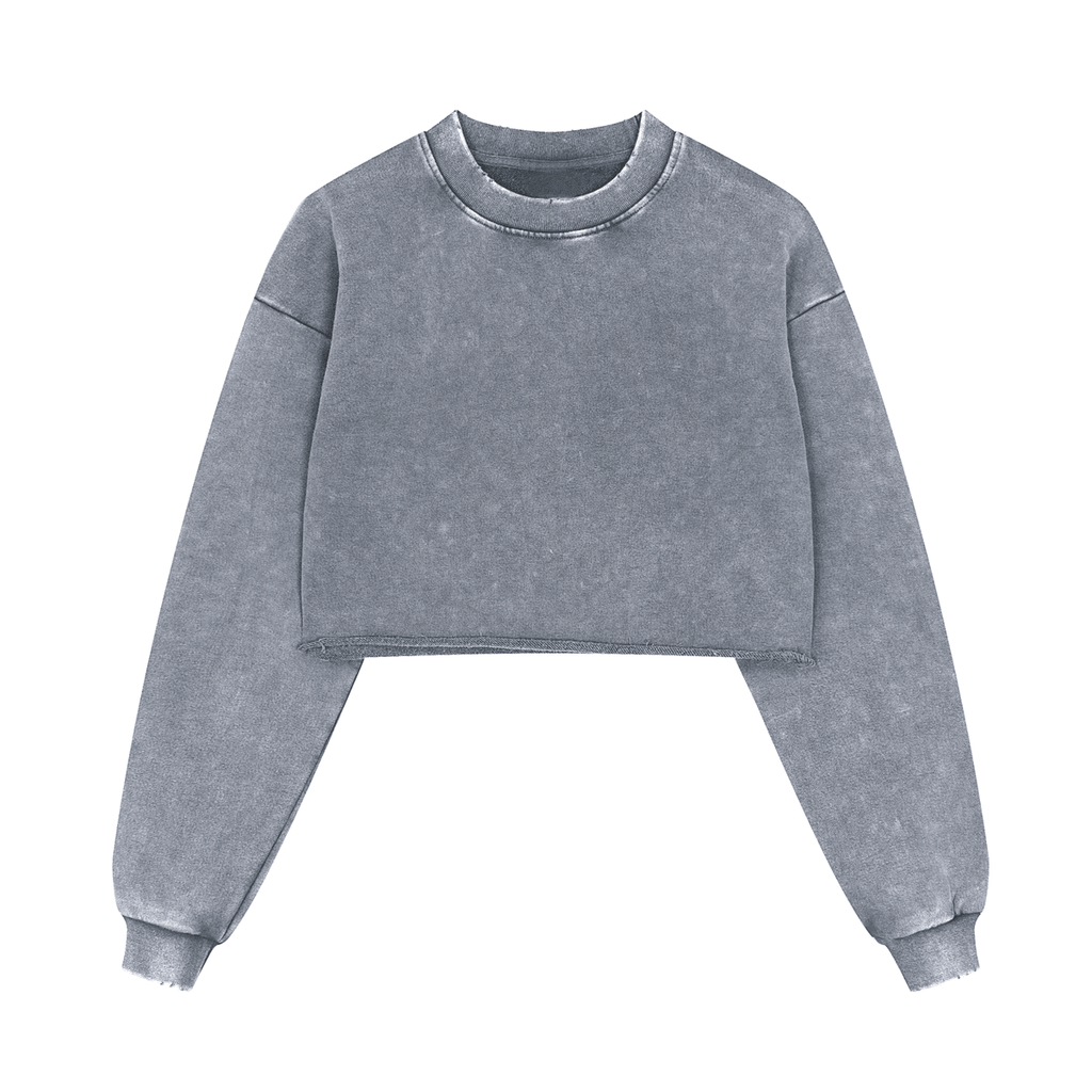 Washed Distressed Cropped Oversized Sweatshirt（380GSM）