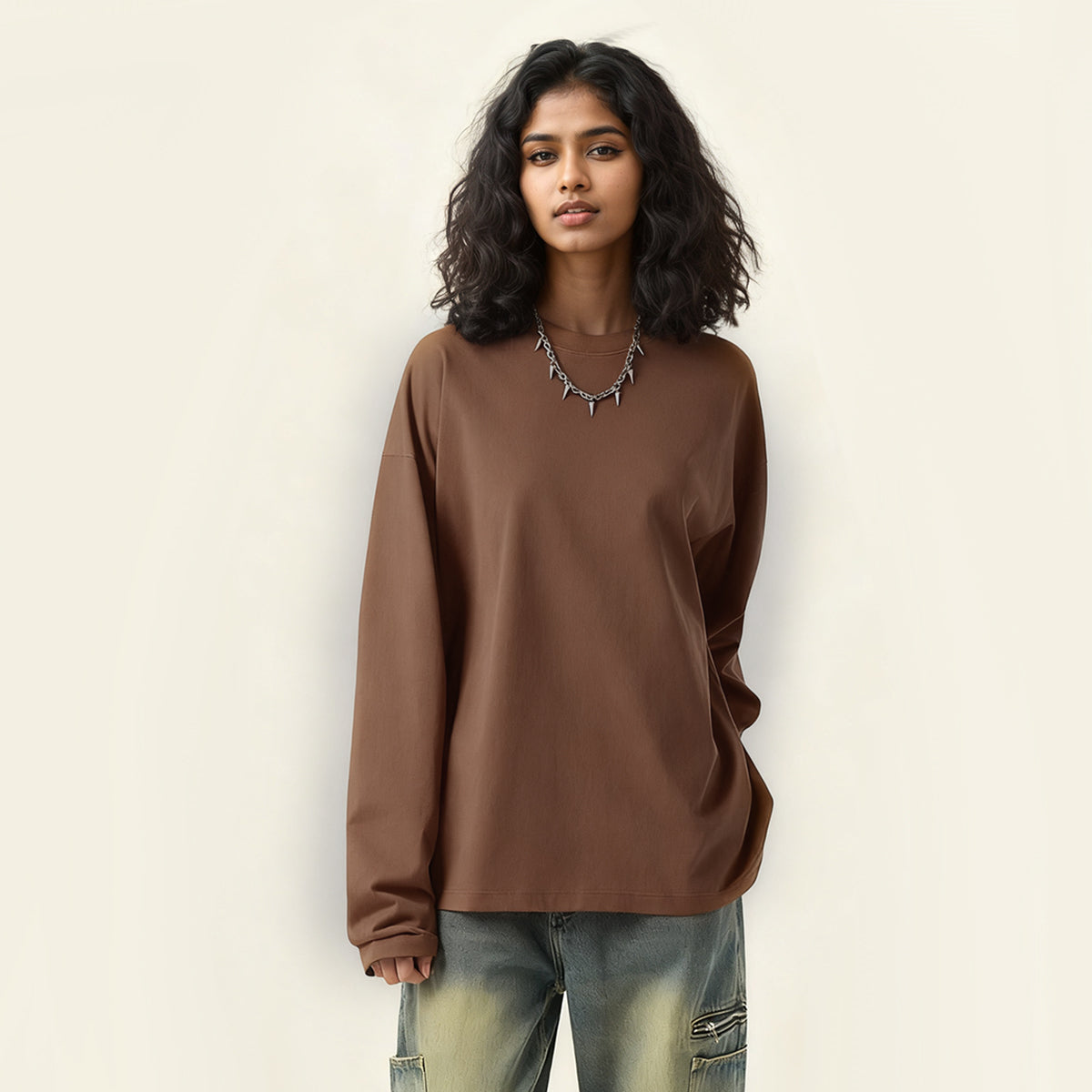 Unisex 100% Cotton Solid Color Long Sleeve T-shirt（280GSM）