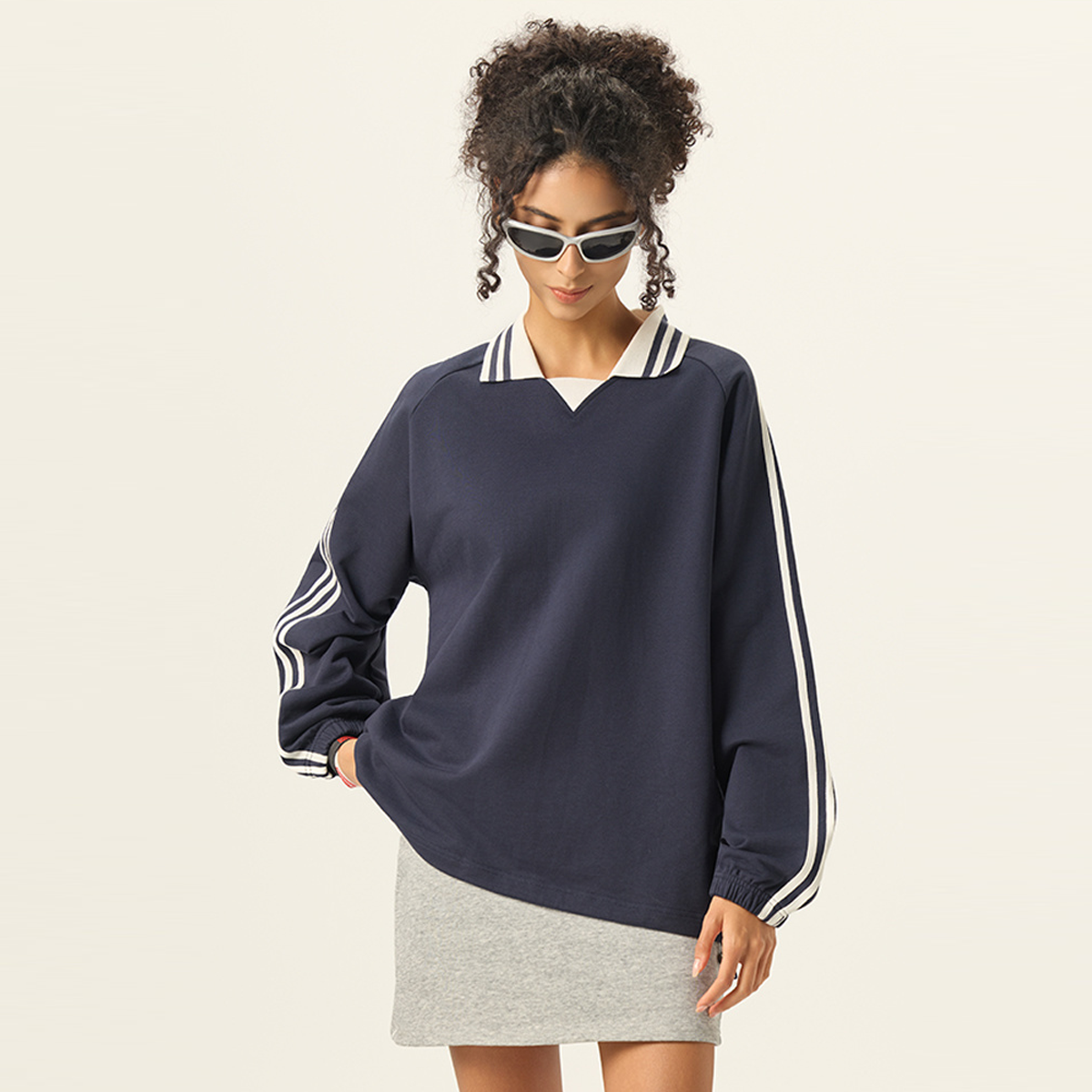 Unisex Contrast Collar Sweatshirt