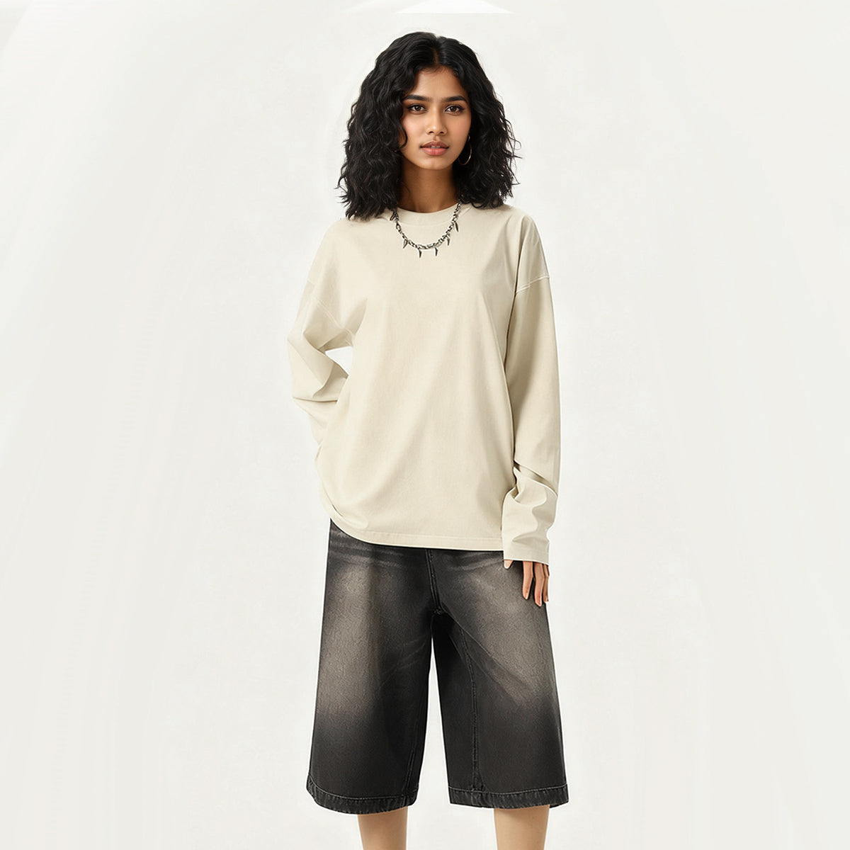 Unisex 100% Cotton Solid Color Long Sleeve T-shirt（280GSM）