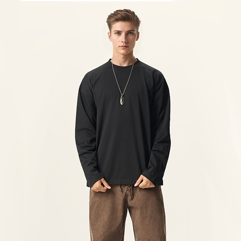 Unisex 100% Cotton Solid Color Long Sleeve T-shirt（280GSM）